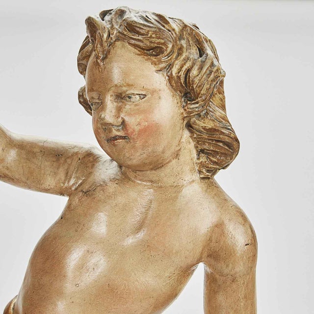 Cherub Figures on a Sculpted Base, 1700s, Pinus Cembra For Sale - Image 5 of 10