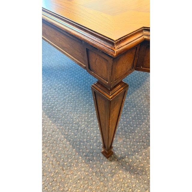 1990s Attributed Karges Traditional Parquet Top Extension Dining Table With Three Leaves For Sale - Image 11 of 11