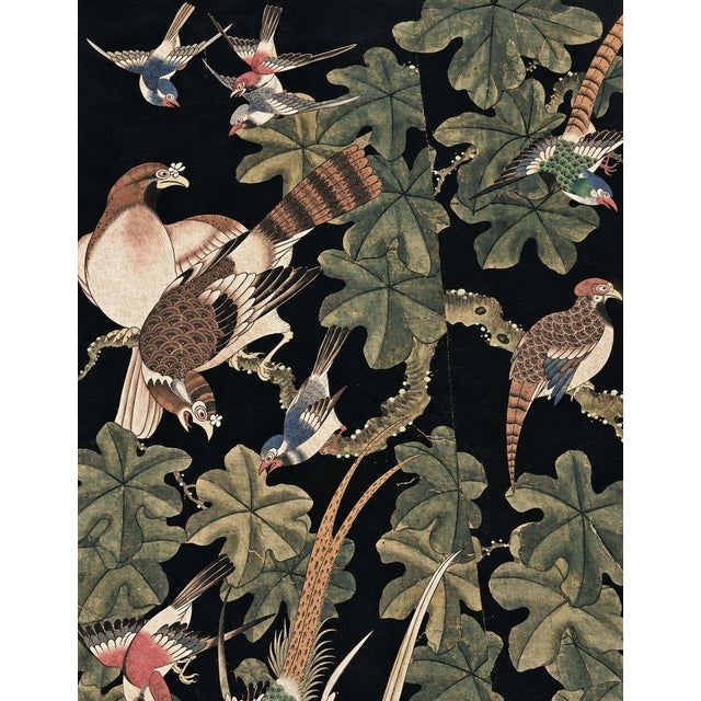 Oversized 19th C. Chinese Handpainted Hundred Birds Paying Homage to the Phoenix For Sale - Image 11 of 13