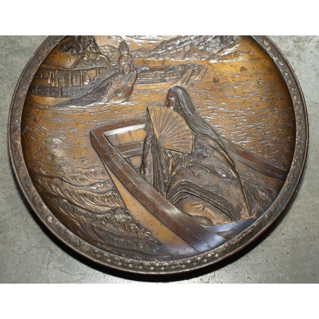 Antique Japanese Meiji Bronze Charger Plate, 1880 For Sale - Image 3 of 9