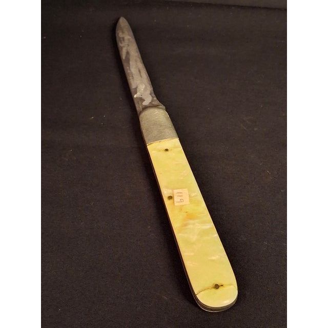 Rare Antique 1920s Judaica Folding Challah Knife Shabbat Kodesh Celluloid Czech For Sale - Image 4 of 17