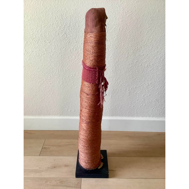 1980s Tall Southwestern Mixed-Media Figurative Sculpture With Brass Face by Naida Seibel, 37.5” H For Sale - Image 9 of 10