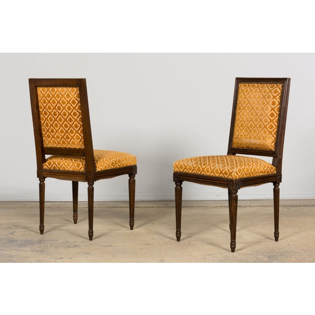 Wood Set of Six Early 20th Century French Louis XVI Walnut Dining Chairs For Sale - Image 7 of 18