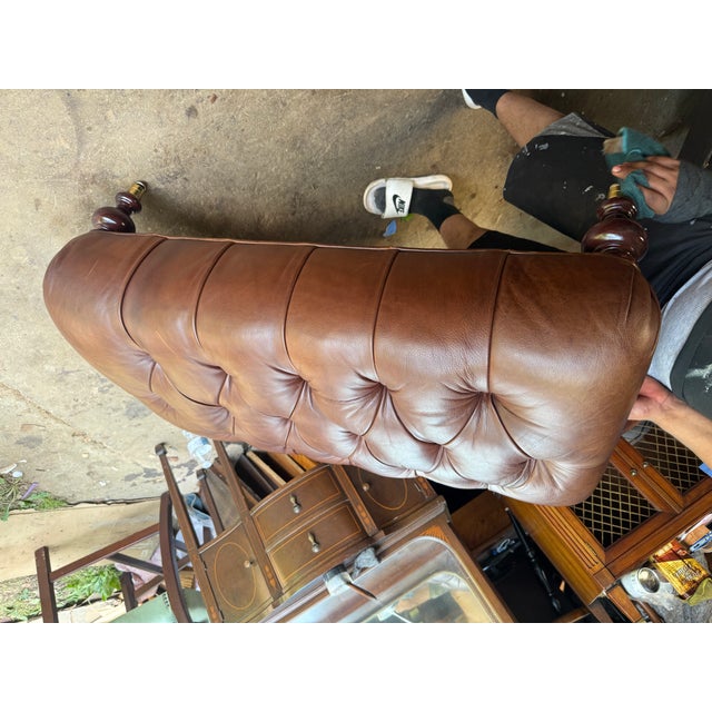 Vintage Chesterfield Syle Tufted Leather Ottoman Footstool For Sale - Image 12 of 16