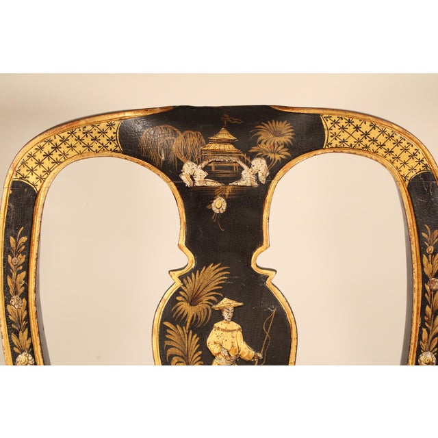 Wood Queen Anne Style Chinoiserie Decorated Side Chair For Sale - Image 7 of 9