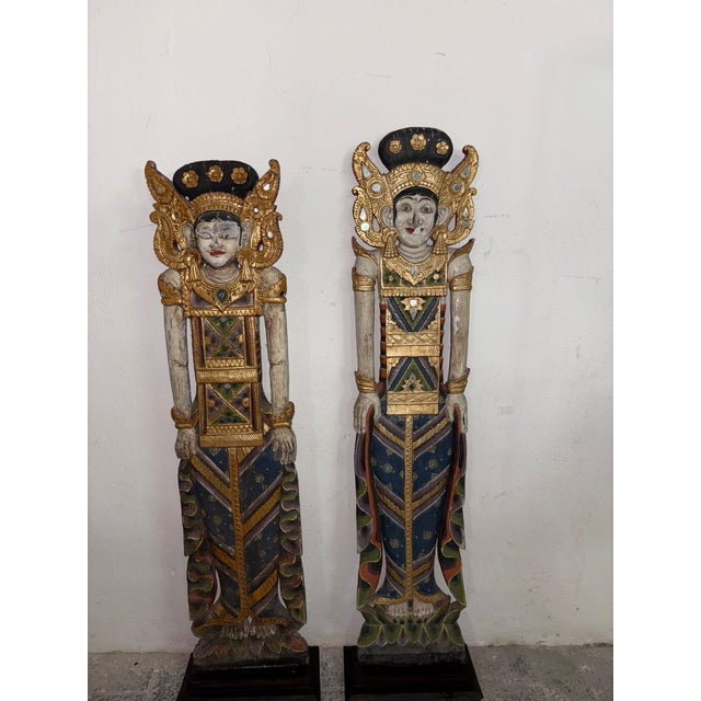 Pair of Balinese Statues in Compressed Wood, 1900s, Set of 2 For Sale - Image 11 of 14