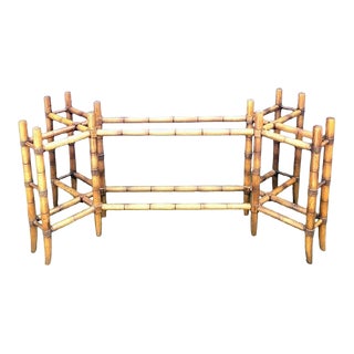 Vintage Faux Bamboo Wood Chinese Chippendale Style Regency Dining Table Base For Sale