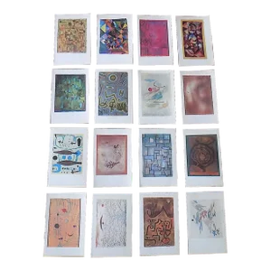 Vintage Mid 20th Century Diminutive Modernist Abstract Paul Klee Masks & Figures Lithographs - Set of 16