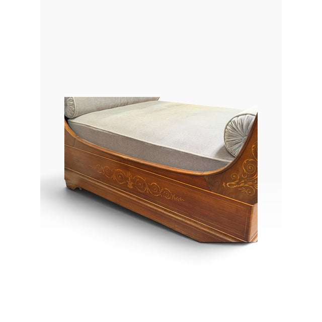 Antique Mahogany Inlaid Sleigh Bedframe for Daybed For Sale In Los Angeles - Image 6 of 8