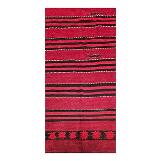 Vintage Turkish Hand Woven Kilim Runner, Wool & Cotton, Stripe Design, 3x12 For Sale