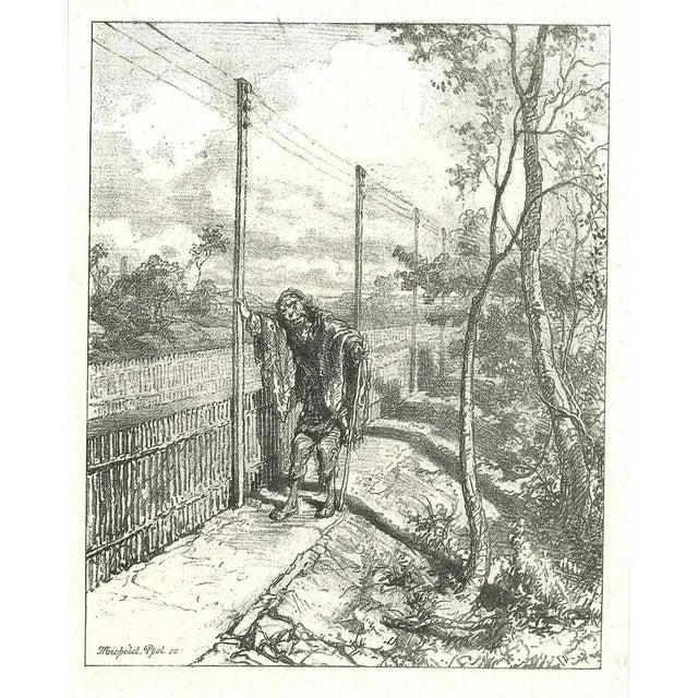 The Misery is an original lithograph artwork on ivory-colored paper, realized by the French draftsman Paul Gavarni (after)...