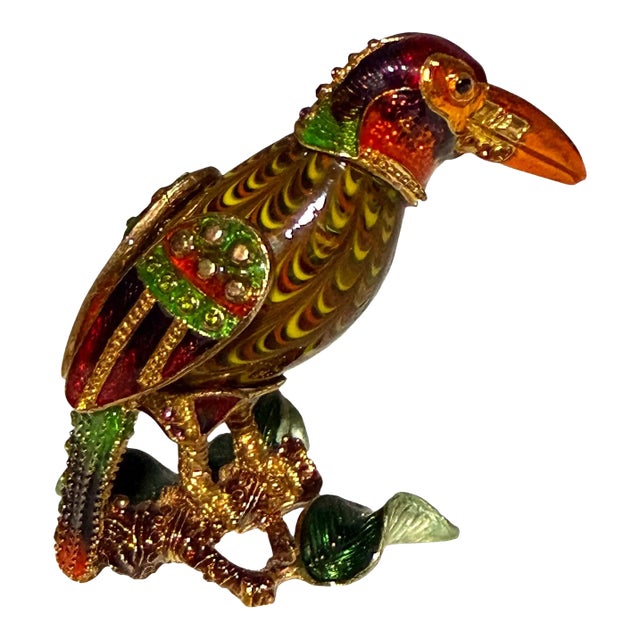 Rare 2006 Fitz and Floyd Guild Collection Jeweled Orange Beak Bird With Box For Sale
