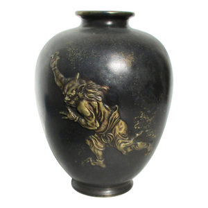 Japanese Meiji Bronze Vase With Gilt Demons
