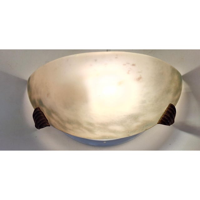 Metal Vintage Flat Wall Lamp with Metal Bracket and Marbled Glass Shade, 1980s For Sale - Image 7 of 7