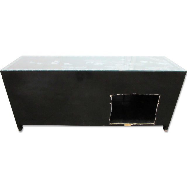 Asian Vintage 72 In. Glass Top Asian Sideboard Cabinet For Sale - Image 3 of 13