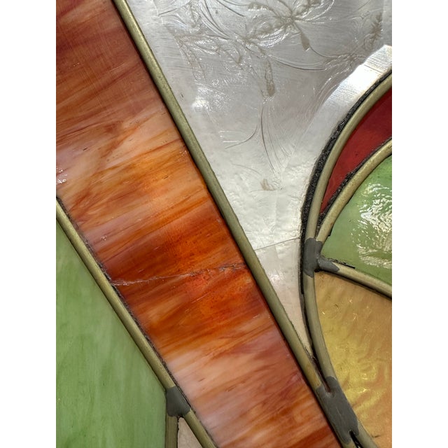 Wood Antique Arts and Crafts Stained Glass Door For Sale - Image 7 of 12