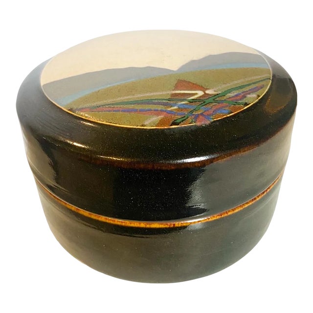 1970s Vintage Studio Pottery Lidded Box, Signed For Sale