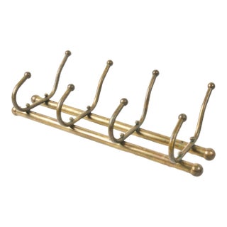 Large Vintage Brass Wall Hanging Coat Hooks For Sale