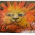 This is a very cute log painting of a lion in orange from the 1970's or early 1980's. The lion rendered is in bright...