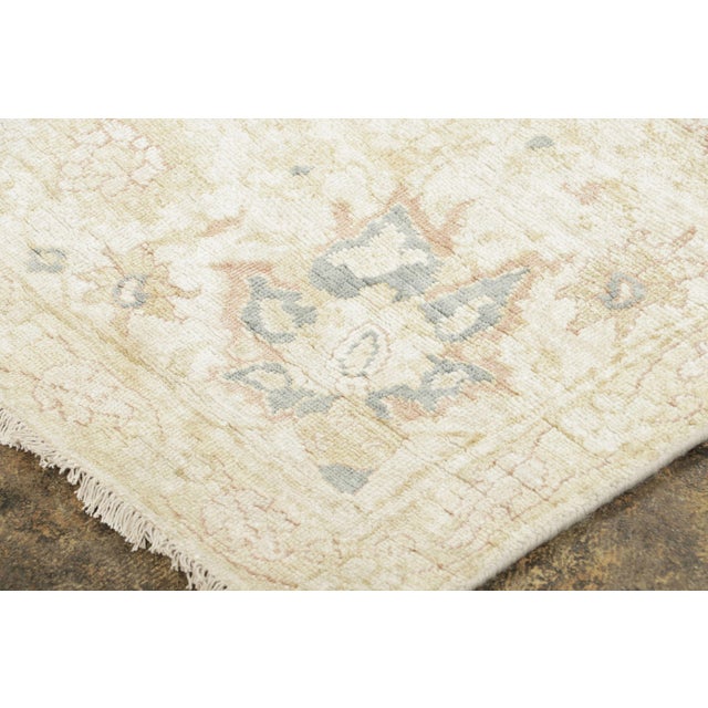 Rug & Kilim Contemporary Block Print Floral Natural Silk Runner by Rug & Kilim, India For Sale - Image 4 of 9