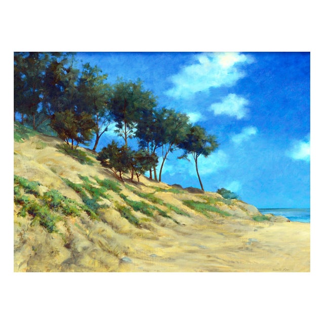 Vibrant coastal landscape of Pescadero, California by San Francisco artist Weston Rose (American, 20th century). Presented...