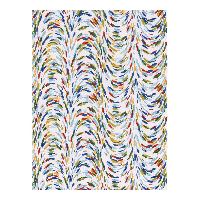 The House of Scalamandré Fountain Embroidery Fabric, Tropical Blue For Sale