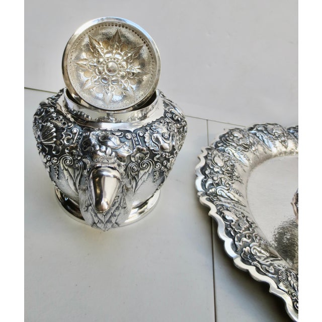 Silver Indonesian 800 Silver Tea Set - Set of 5 Pieces For Sale - Image 8 of 18