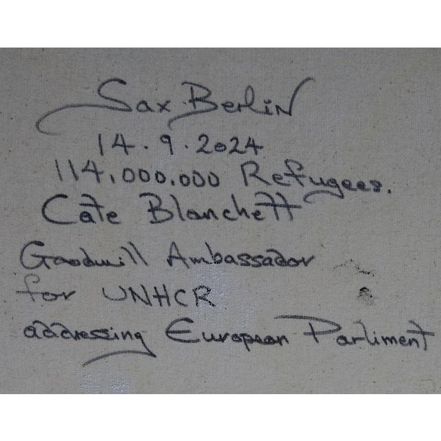 114,000,000 Refugees.. Contemporary Figurative Painting by Sax Berlin For Sale - Image 4 of 4