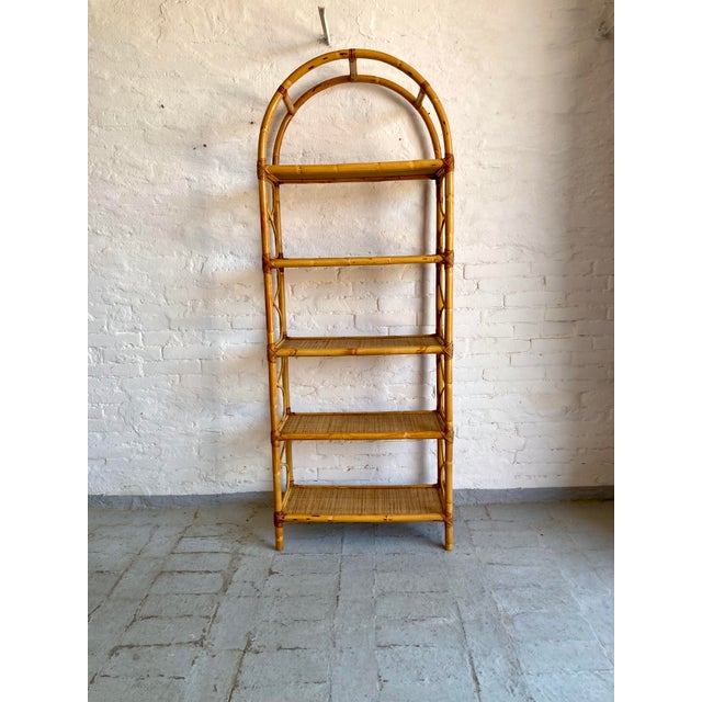 1970s Vintage Italian Wicker and Rattan Shelving Unit, 1970s For Sale - Image 5 of 15