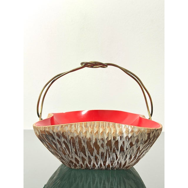 Metal Centerpiece Basket by Aldo Tura for Macabo, Italy, 1950s For Sale - Image 7 of 9