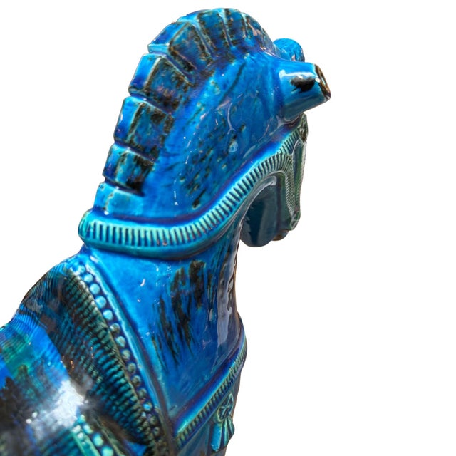 Late 20th Century Aldo Londi Rimini Blu Horse by Flavia Montelupo/Bitossi, Italy For Sale - Image 11 of 14