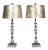 Mid-Century Modern Geometric Shaped Silver Lamps and Shades - A Pair For Sale