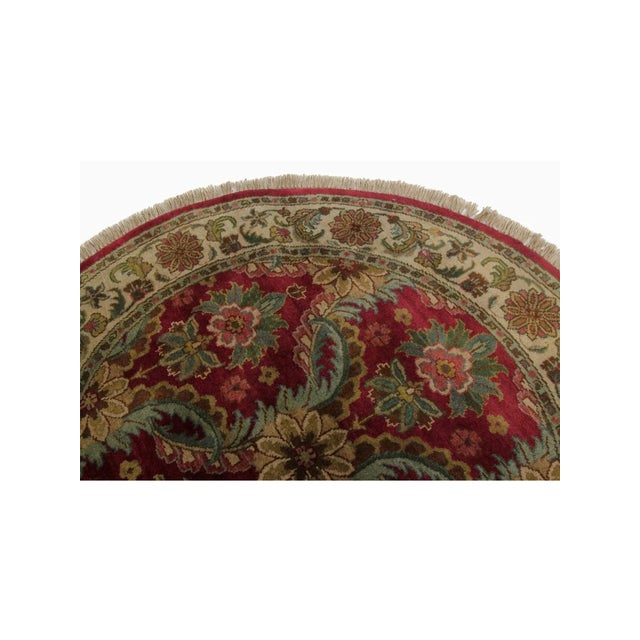 1990s Round Indian Mughal Area Rug 4x4 For Sale - Image 4 of 8