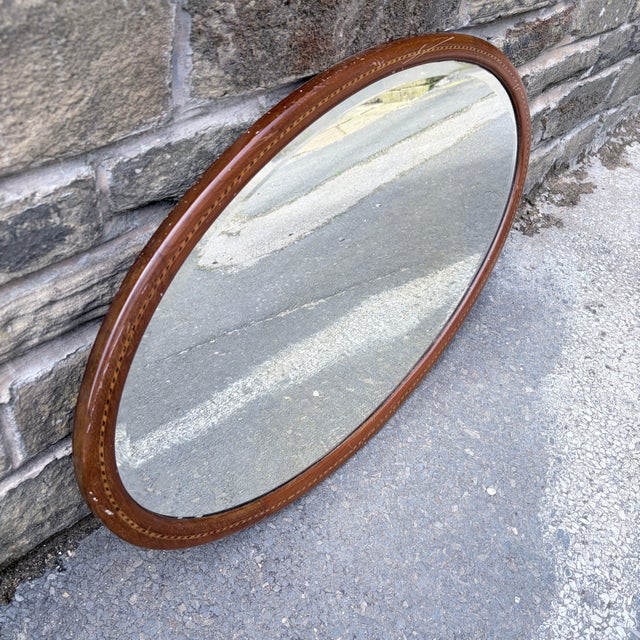 Oval Wall Mirror in Mahogany For Sale - Image 5 of 8