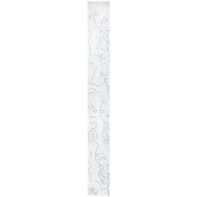 Modern Art Deco Style Hand-Knotted Wool and Silk Runner by Doris Leslie Blau For Sale