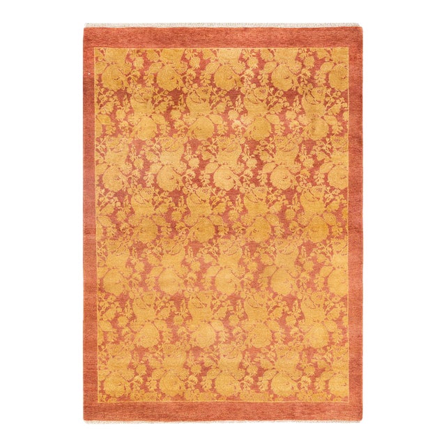 Mogul Hand-Knotted Area Rug - Pink, 4' 0" x 5' 10" For Sale