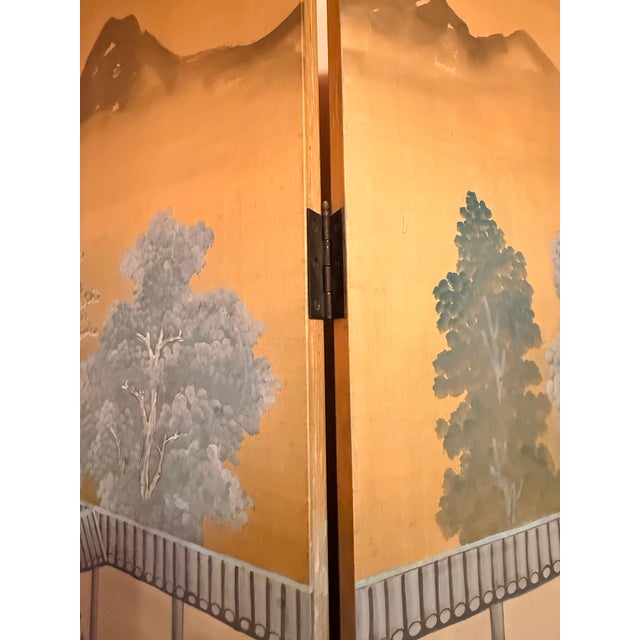 Antique Six Panel Watercolor Floor Screen For Sale - Image 10 of 15