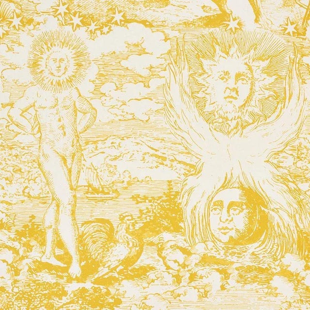 Renaissance Sample - Schumacher X Johnson Hartig Modern Toile Fabric in Yellow For Sale - Image 3 of 3