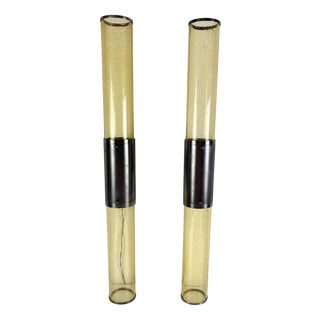 Long Double-Light Wall Lamps in Murano Glass and Steel, 1980s, Set of 2 For Sale