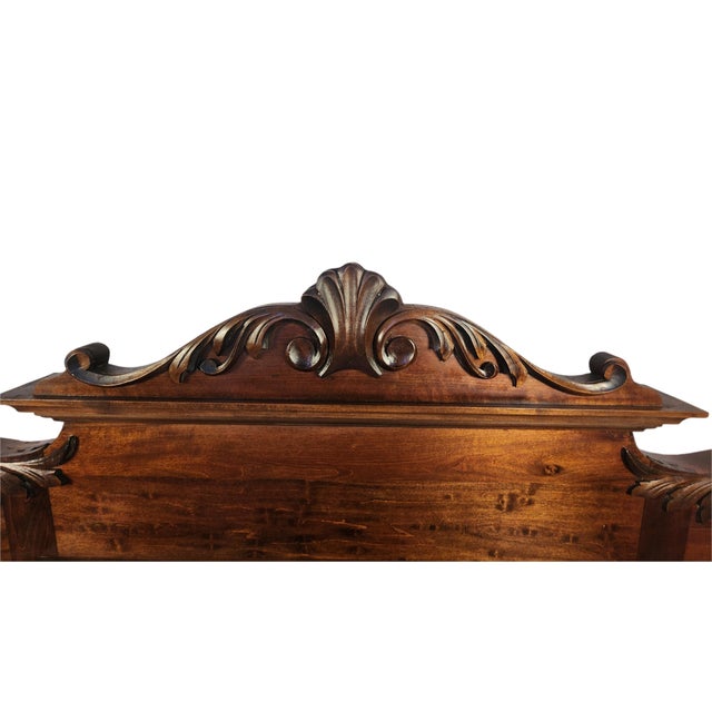 Antique Oak Mantel Topper With Beveled Mirrors & Carved Wood Detailing | Wuthering Heights Aesthetic For Sale - Image 9 of 10