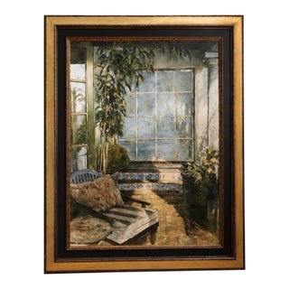 Dennis Carney Original Conservatory Interior Painting, Framed, 48" X 35.5" For Sale