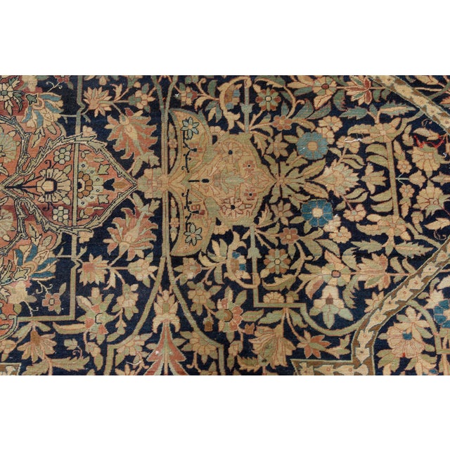 Antique Persian Kirman Handmade Wool Carpet For Sale - Image 4 of 9