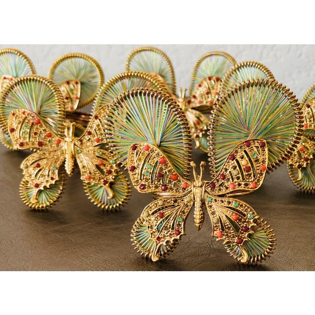 Artfully Chic Late 20th-Century Butterfly-Shaped Napkin Rings - Set of 8 For Sale - Image 10 of 18