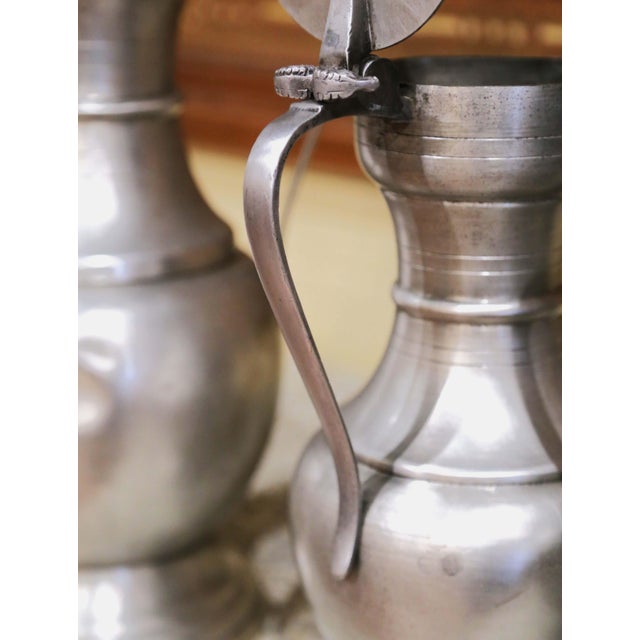 19th Century French Pewter Lidded Measures With Chain Handles, Set of Six For Sale In Dallas - Image 6 of 15