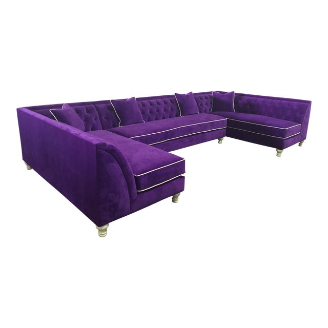 Tufted Purple Velvet UShaped Sectional Chairish