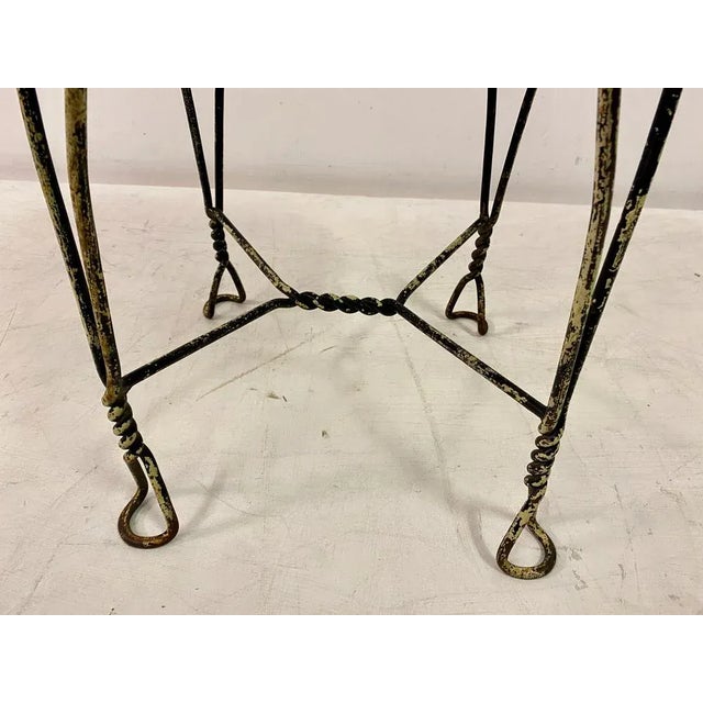 Dressing table stool Wrought iron New leather upholstery Mid to late 20th Century