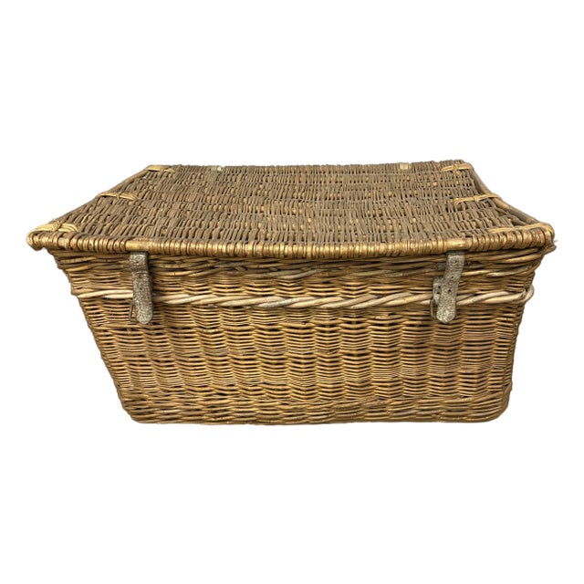 1930s French Wicker Trunk For Sale