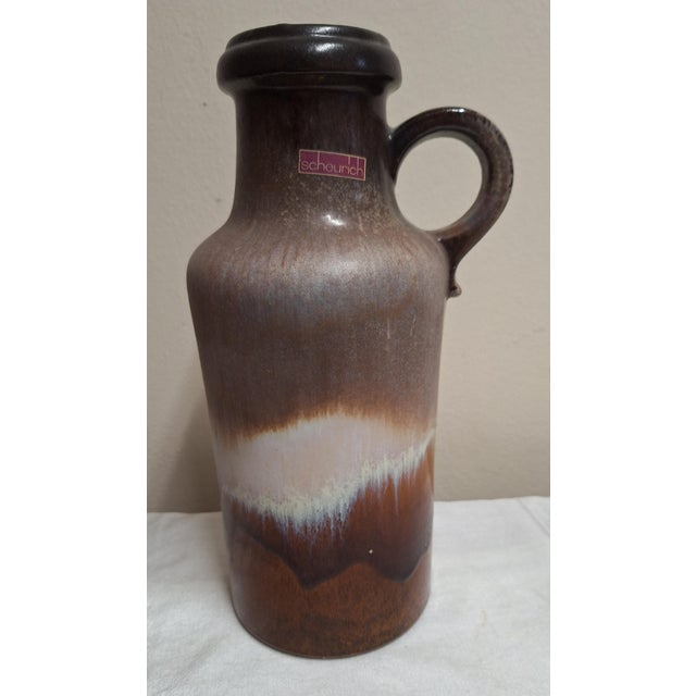 Vintage Ceramic Vase with Beige-Brown Glaze by Scheurich, 1970s For Sale - Image 4 of 4