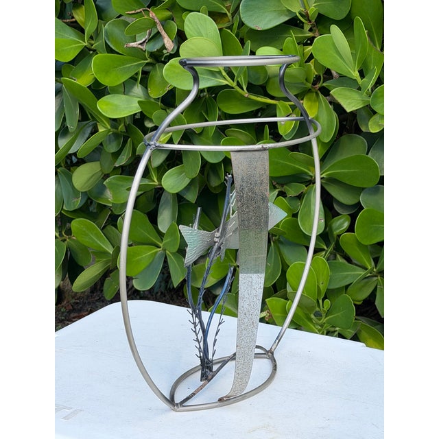 Vintage 1994 Metal Fish Bowl Sculpture, Signed For Sale In Naples, FL - Image 6 of 11
