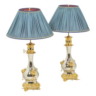 Lamps in Metal and Gilded Bronze, 1880, Set of 2 For Sale